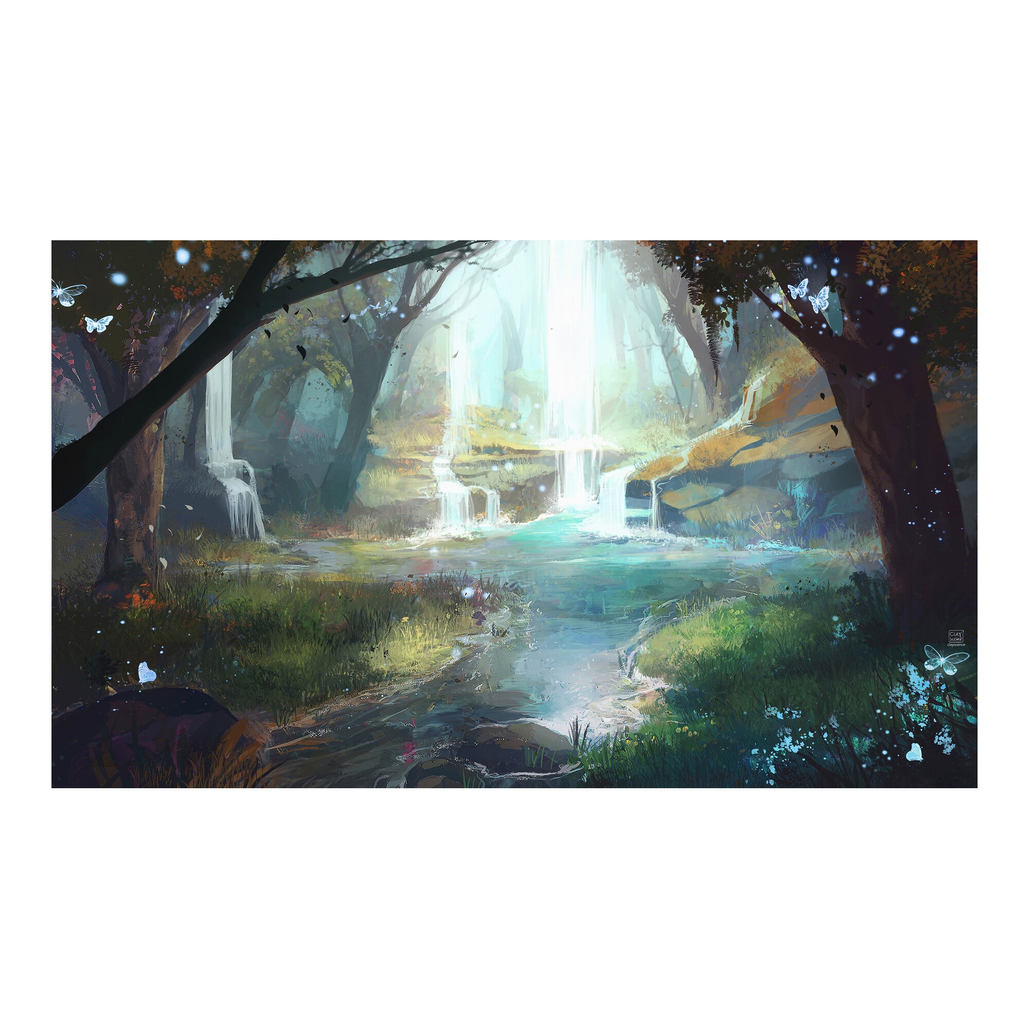 Fantasy Forest playmat by Clayscence on a white background